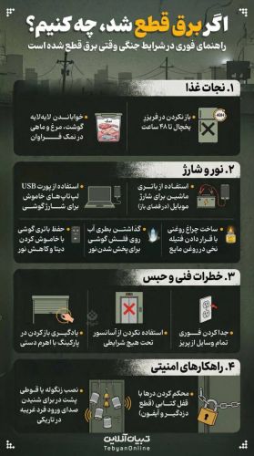 چند راهکار فوری در شرایط جنگی و قطع برق