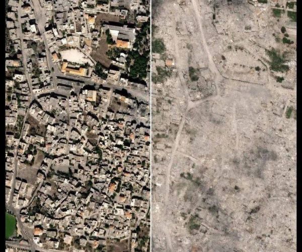 عکسی تکان‌دهنده؛ بنت جبیل لبنان قبل و بعد از حمله اسرائیل
