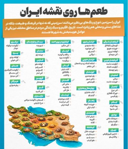 گردشگری خوراک در ایران؛ نقشه غذاهای محلی استان‌ها