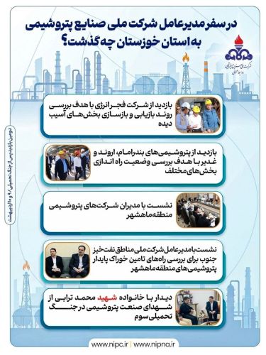 در سفر مدیرعامل شرکت ملی صنایع پتروشیمی به استان خوزستان چه گذشت؟ در سفر مدیرعامل شرکت ملی صنایع پتروشیمی به استان خوزستان چه گذشت؟