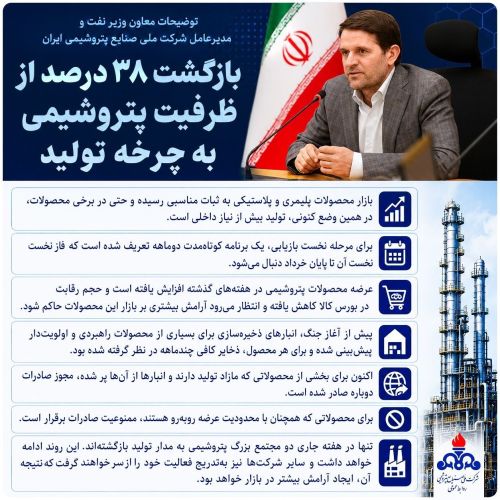 بازگشت 38 درصد از ظرفیت‌ پتروشیمی به چرخه تولید